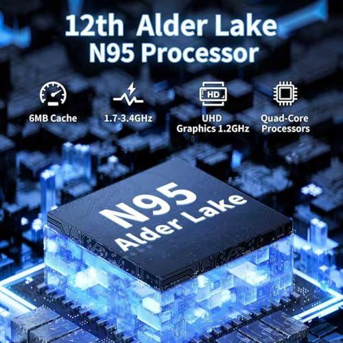 Image of 16 inch Business Laptop Computer Alder Lake N95 CPU (Up to 3.4Ghz) 12G LPDDR5 RAM 256GB SSD, Narrow Bezels 1920 * 1200 2K FHD IPS Screen /Backlit KB /Fingerprint Unlock (12G+256GB SSD)