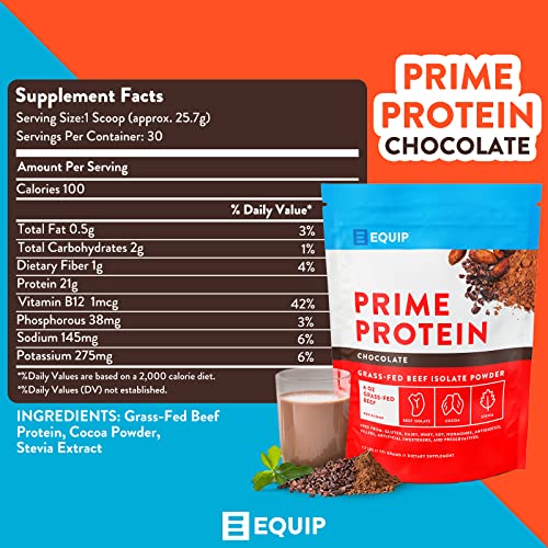 Equip Foods Chocolate Protein Powder - Chocolate Prime Protein & Chocolate Collagen Powder - Grass-Fed, Gluten Free - Paleo And Keto Friendly #TOP1
