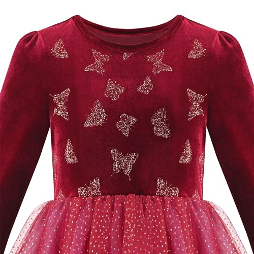 Sunny Fashion Girls Dress Blue Heart Tulle Party Velvet Winter Warm Party3