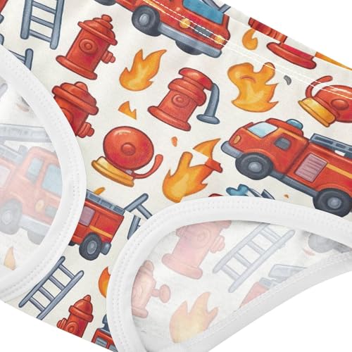 Joisal Personalized Toddlers Underwear Floral 2t Cotton Panties Little Girl Cute Cartoon Fire Trucks Red Briefs Underpants4