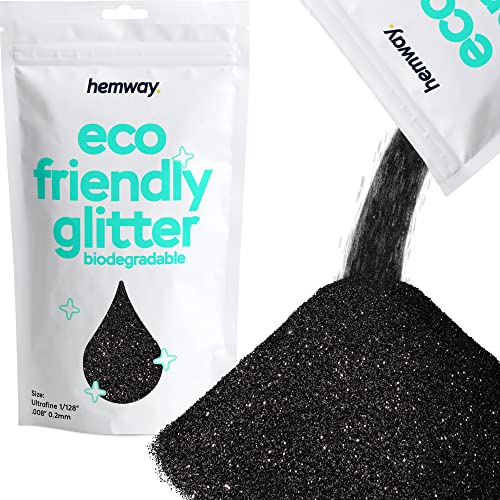 Eco Friendly Biodegradable Glitter, Black, Ultrafine (1/128" 0.008" 0.2mm)
