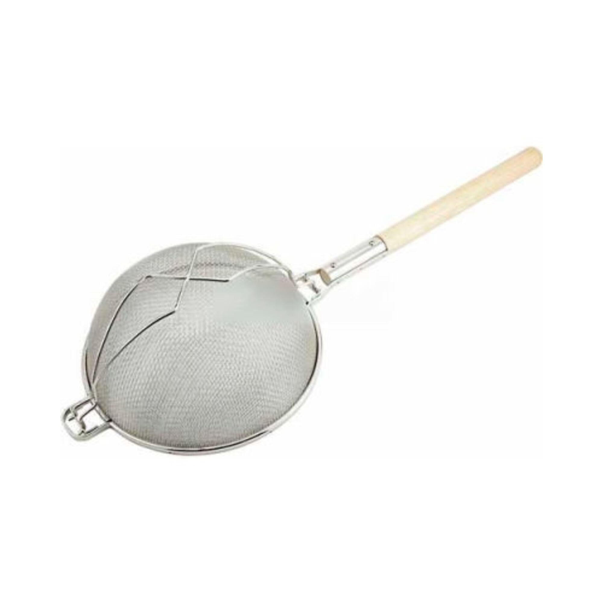 Winco Strainer, 14-Inch Diameter, Reinforced Double Mesh, Medium, Nickel, Tan