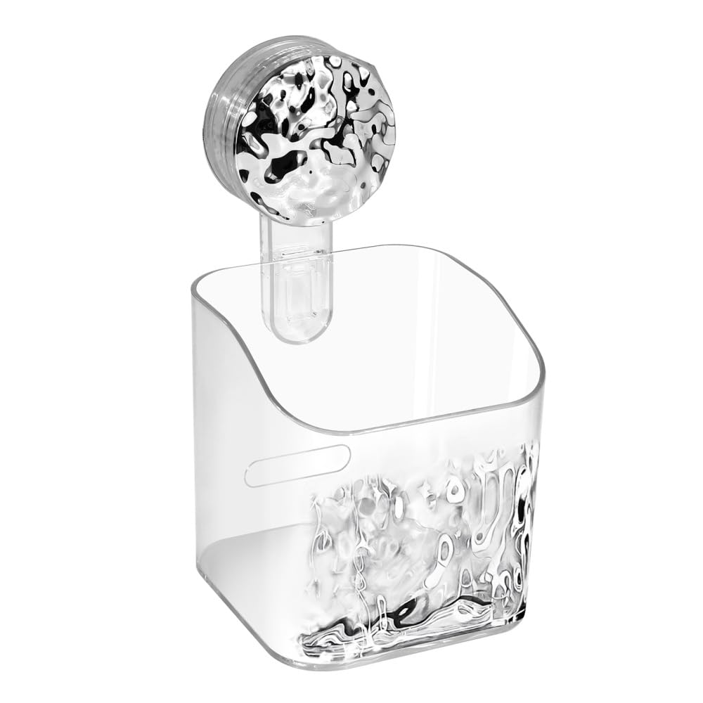 MiOYOOW Clear Wall Shower Shelf No Drill Suction Shower Caddy Bathroom Shower Organizers with Drainage Hole for Bathroom