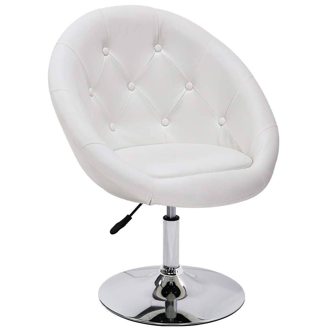Duhome Sillon Lounge Club de Cuero sintético Silla butaca Giratorio Ajuste de Altura seleccion de Color 509A, Color:Blanco, Material:Cuero Artificial