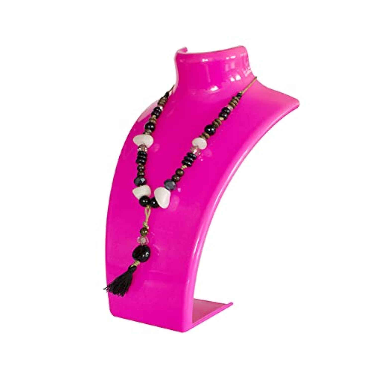 RJ Disdplays-2 Piece Pink Acrylic Necklace Pendant & Earring Jewelry Displays for Shows Earring Stands Necklace Jewelry Mannequin Bust Stand Holder Trade Show over the counter display. (Pink)