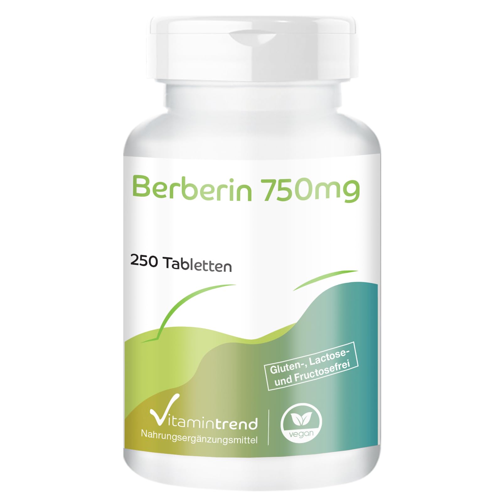 Vitamintrend Berberina 750mg, 250 tabletas, con zinc, altamente dosificado 97% berberina HCl, complemento alimenticio vegano sin estearato de magnesio, fabricado en Alemania
