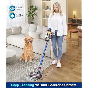NADALY Cordless Vacuum Cleaner, 550W/45Kpa Stick Vacuum with Touch Screen, MAX 65Mins Runtime Vacuum Cleaner for Home, Anti-Tangle & Auto Mode, Wireless Vacuum for Pet Hair Carpet Hardwood Floor NADALY Cordless Vacuum Cleaner 550W45Kpa Stick Vacuum with Touch Screen MAX 65Mins Runtime Vacuum Cleaner for Home Anti Tangle Auto Mode Wireless Vacuum for Pet Hair Carpet Hardwood Floor