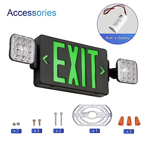 Image of TANLUX Black Housing Exit Sign with Emergency Lights, LED Emergency Exit Light with Battery Backup, UL Listed, AC 120 /277V, Commercial Emergency Lights Combo for Business - 6 Pack