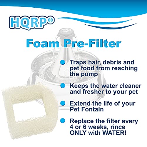 HQRP 2-Pack Foam Pre-Filter compatible con Drinkwell miniatura 3
