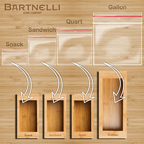Bartnelli Bag Organizer for Kitchen Storage Organization, 4 PC Premium Bamboo Drawer Organizer, Bag Holder Dispenser by Bartnelli - Image 6