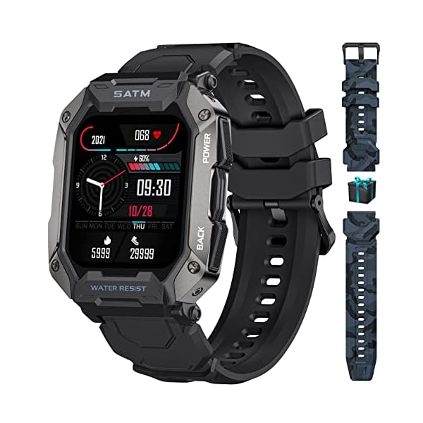 Military Smart Watch for Men, Fitness Tracker with Heart Rate Sleep Monitor/Message Reminder, IP67 Waterproof Outdoor Sport Smartwatch for Android iOS