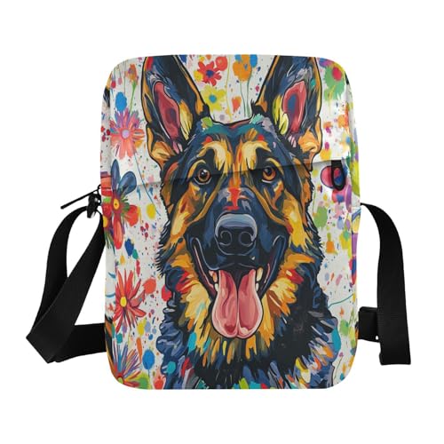 messenger bag cute crossbody bag men Shoulder Handbag Adjustable Strap for Outdoor Daily Outdoor Daily- Sweet German Shepherd Dog