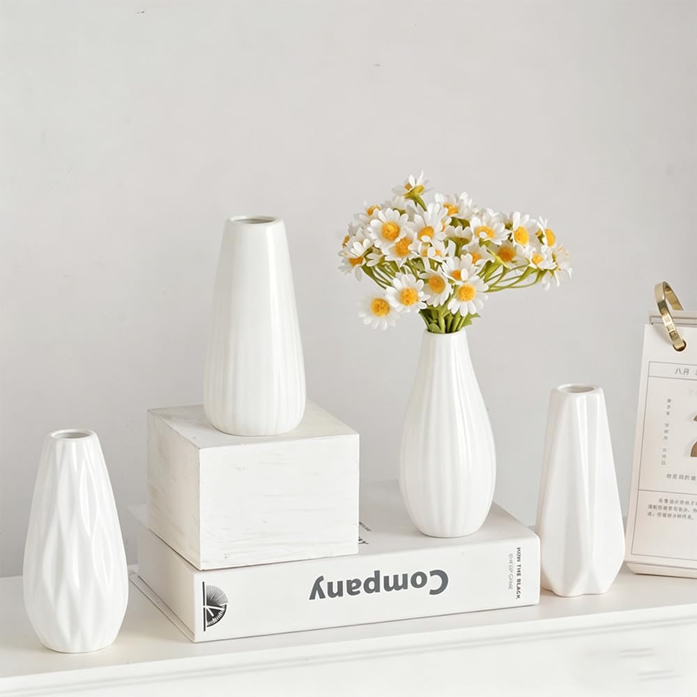 12pcs Piccoli Vaso in Ceramica Bianco per Decorazione Della Tavola | Piccoli Vasi per Fiori per Centrotavola, Mini Vasi Decorativi in Ceramica, Bianco Piccolo Vaso di Fiori, per Floreale Nuziale