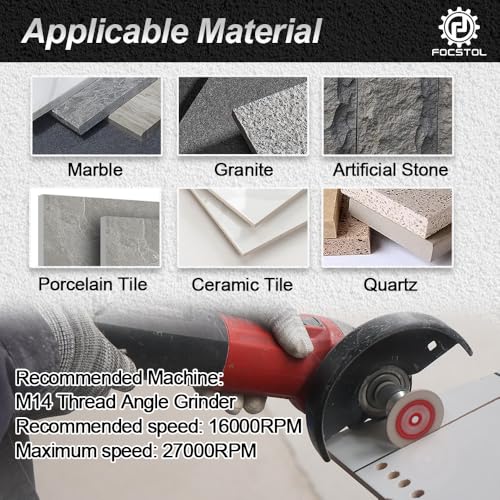 Miniatura 4 de Focstol Disco Diamante Corte Para Porcelanico - 5 Piezas 40mm Disco Cortar Azulejos Y 1 Pieza M14 Brida Para Mármol Granito Piedra Artificial Porcelanico Azulejo Cerámica