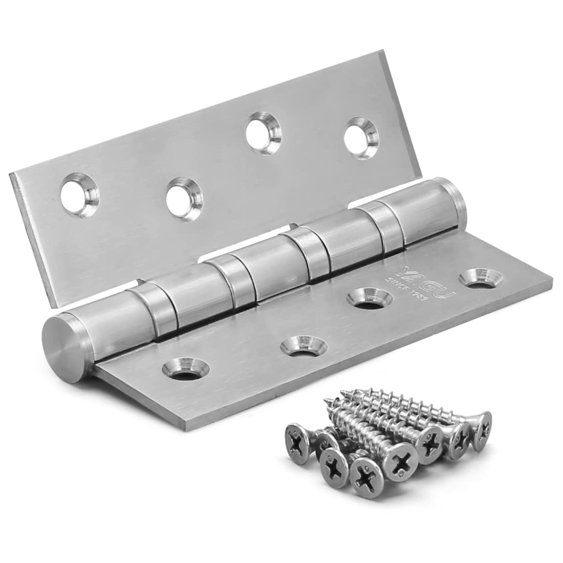 YAGU Paquete de 3 bisagras de puerta de níquel satinado de 4 x 3 pulgadas – Cuadrado de acero inoxidable interior resistente bisagras de rodamiento de bolas para puertas Hardware