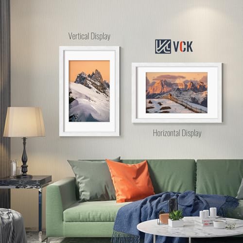 Image of VCK 16x24 Picture Frame 5 Pack, White Exclusive Wood, 12x18 Mat, for Print