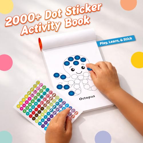 Image of 2000+ Dot Sticker Activity Book For 3+ Years Old Toddlers | Fun Sticker Set, Focus Builder, A to Z letters (Uppercase & Lowercase), Numbers 1-10 | Screen-Free Educational Activity For Kids