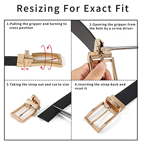 ARIMIA Rotated Buckle Belt Men Black and Brown Double Sided Leather Color Pinhole Adjustable and Demolition4