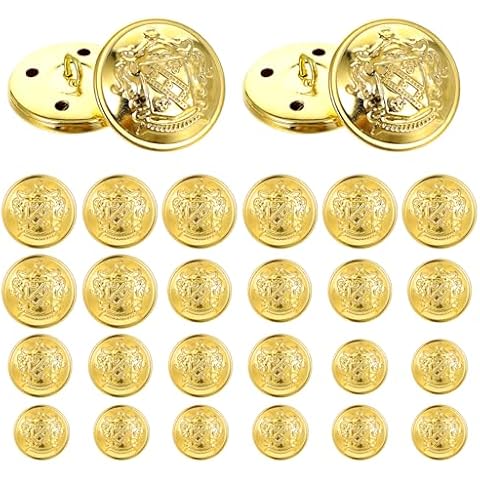 24 Gold Brass Blazer Buttons Set Cover