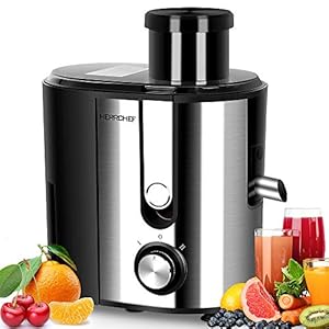 HERRCHEF Juicer, 600W Juicer Machines with 3” Wide Mouth for Vegetable and Fruit, Stainless Steel Centrifugal Juice Extractor Easy to Clean, BPA-Free, Anti-drip