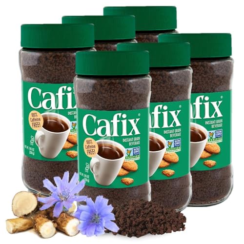 Image of Cafix All Natural Instant Chicory Coffee Alternative, Great-Tasting, Rich and Bold, Zero Caffeine - 7.05oz Jar (Pack of 6)