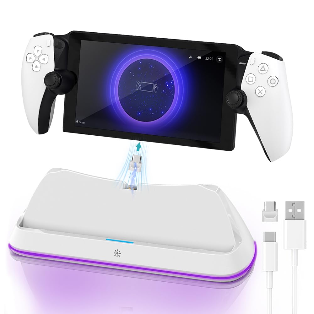 AceGamer Charging Stand for PlayStation Portal Enhanced Stability Charger Dock or Station with On Off RGB Light and