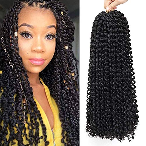 22 inch 7 packs Passion Twist Hair Bohemian Crochet Hair Water Wave Crochet Braids for Passion Twist Crochet Hair Passion Twist Braiding Hair Hair Extensions (22"7packs, #1B)