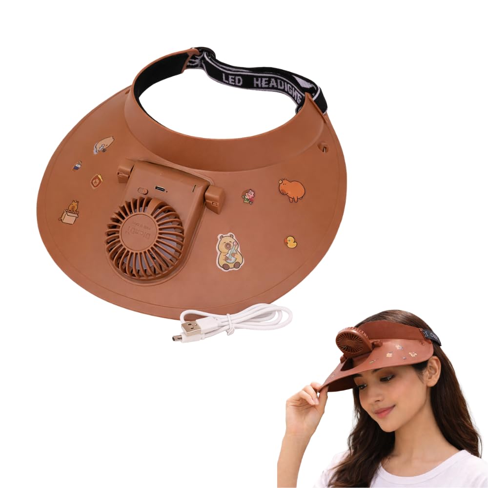 Wearable Neck Fan with Sun Visor | USB Rechargeable Hands-Free Cooling Fan Cap | Adjustable Headband Portable Mini Fan | Lightweight Summer Cooling Device for Travel, Outdoor, Kitchen Use-image-4