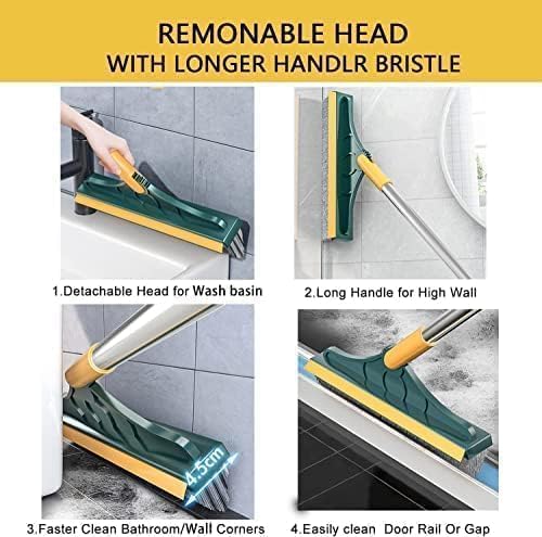Swarahandier Toilet Cleaning Brush with Wiper Tiles Cleaning Bathroom Brush Floor Scrub Brush with Long Handle 120° Rotate 2 IN1 Home Kitchen Bathroom Toilet Cleaning Brush Pack-1 4