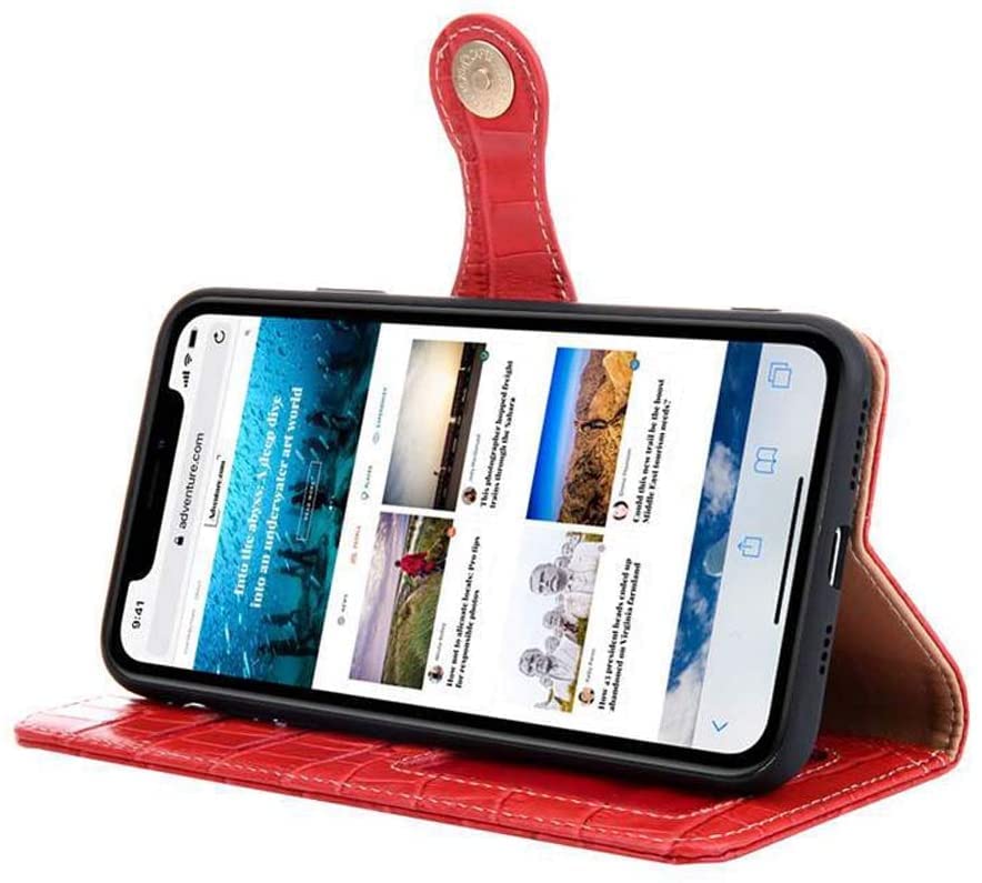Housse iPhone 13 Pro Max Cuir Crocodile GUMMMY Étui Clapet Premium Marron - 6