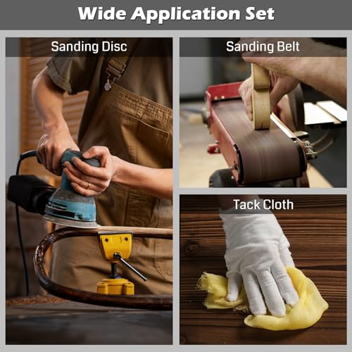 sainsmart 12pcs aluminum oxide 4x36 inch sanding belts 12pcs 6-inch sanding disc 6pcs wax and silicone free tack cloth sanding set for woodworking sander tools db30a