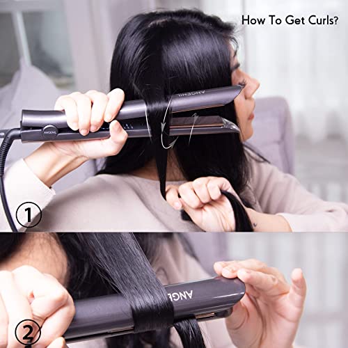 Image of ANGENIL Titanium Hair Straightener and Curler 2-in-1, Professional Flat Iron Curler in One, Double Tension Hair Straightener for Women, Styling Tools, 30S Fast Heating, (300F - 500F)
