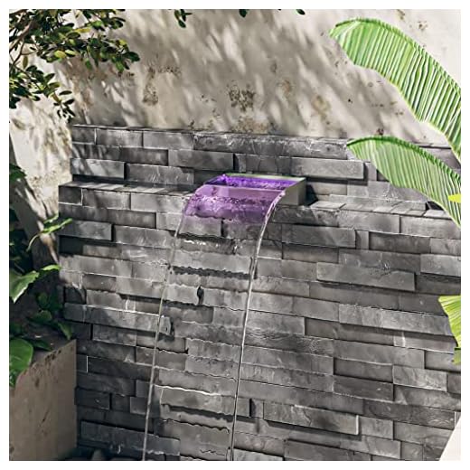 Bussandri Exclusive - Revestimiento En Cascada Con Led Rgb De Acero Inoxidable De 30 Cm