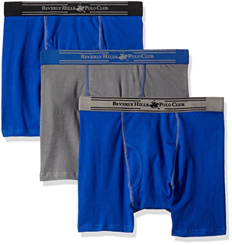 Beverly Hills Polo Club Men's 3 Pack Performance Boxer Brief, Royal Combo, Large