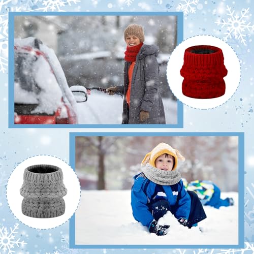 Cozypower 6 Pcs Kids Winter Knitted Infinity Scarf Girls Boys Neck Warmer Double Layer Fleece Lined Neck Gaiter Windproof 6