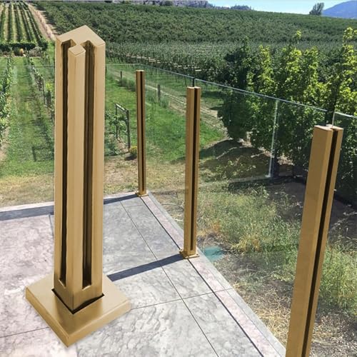 Poteau de garde-corps en verre doré luxury en acier inoxydable pour terrasse et piscine