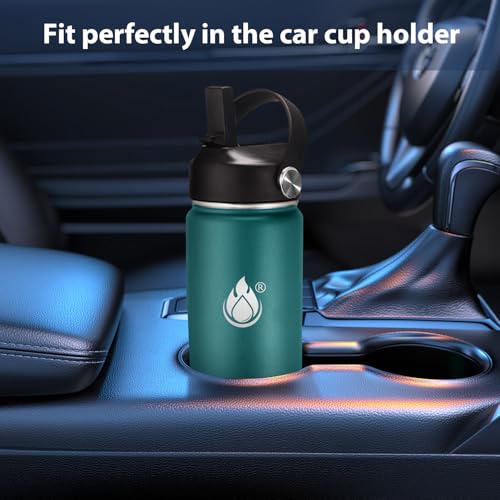 Image of SENDESTAR Insulated Water Bottle 24 OZ, Wide Mouth 24 oz Water Bottle with Straw Lid, Spout Lid, Double Wall Vacuum Stainless Steel Leak Proof, Keeps Liquids Hot or Cold (Green & Blue)