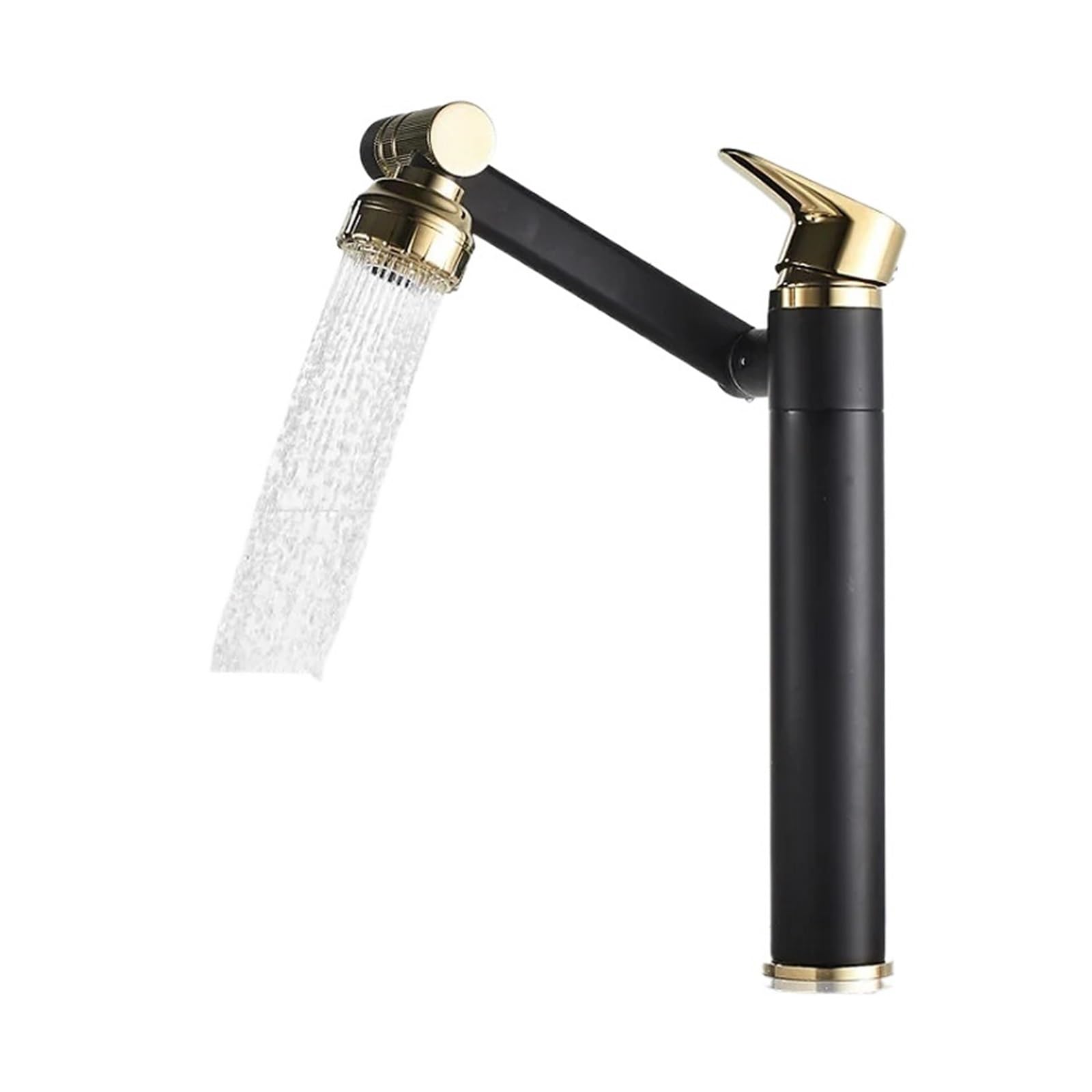 Soywim Black Gold High Triple 360 Degree Bathroom Faucet, Deck Mounted Hot And Cold Water Mixer Aerator Black/Grey/Chrome/Gold/White Tap Tapware,High-Pressure Resistant(Black Gold High)