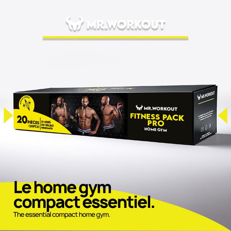 Mr.WORKOUT KIT Fitness 7 Bandes Résistance, Poignées, Sangles, Ancrages, Sac Transport + Vidéos Exercices – Renforcement Musculaire, Mobilité, Rééducation - Entraînement Maison, Outdoor - 2 Modèles