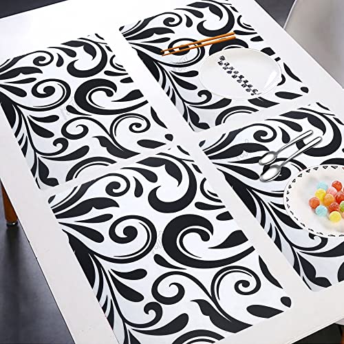 Image of Waterproof PVC Refrigerator Drawer Mats /Multipurpose Mat /Fridge Mats Set of 3 Pcs (Floral Black, Size-17.5X11.5 Inch)