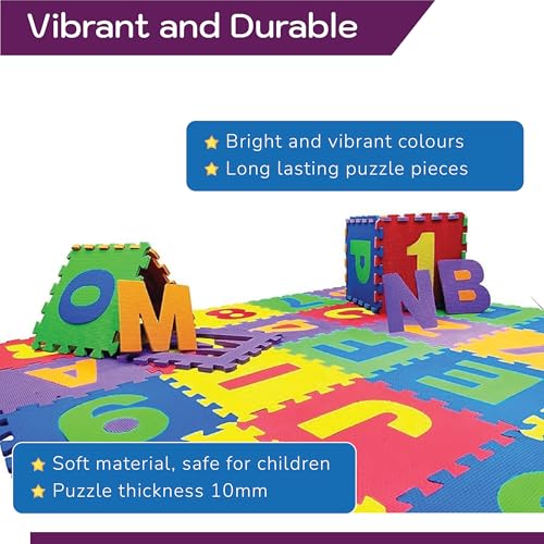 Image of EVA Foam 36 Pcs Soft Colorful Alphabet & Number Play Mat | Interlocking Floor Tiles for Kids, Toddlers & Babies | Educational Learning Blocks (A-Z, 0-9) | Safe, Non-Toxic Play Mat for Home