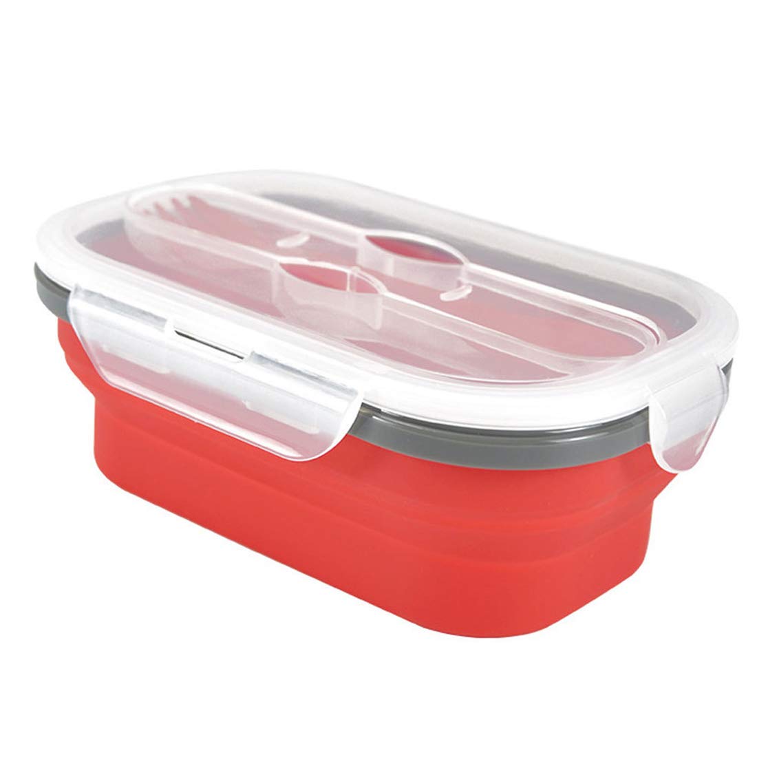 Lunch Box In Silicone Per Adulti 800 Ml - Contenitore Pranzo Bento A Prova Di Perdite, 3 Scomparti, Senza BPA, Microonde E Lavastoviglie (Rosa) - 3