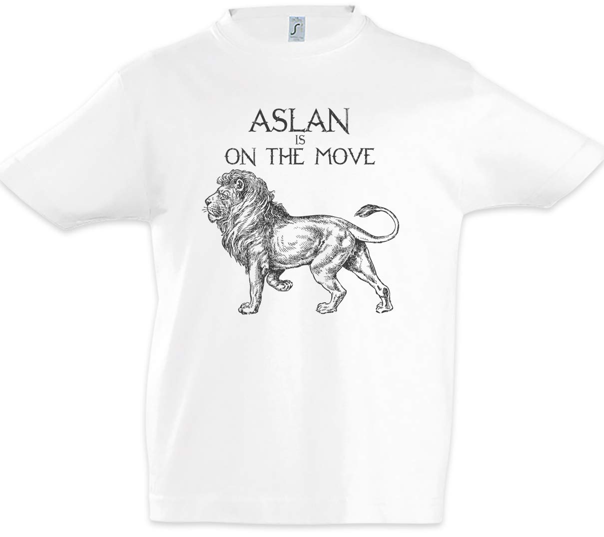 Urban Backwoods Boys White Aslan Is On The Move Kids Children T-Shirt Size 12 Years