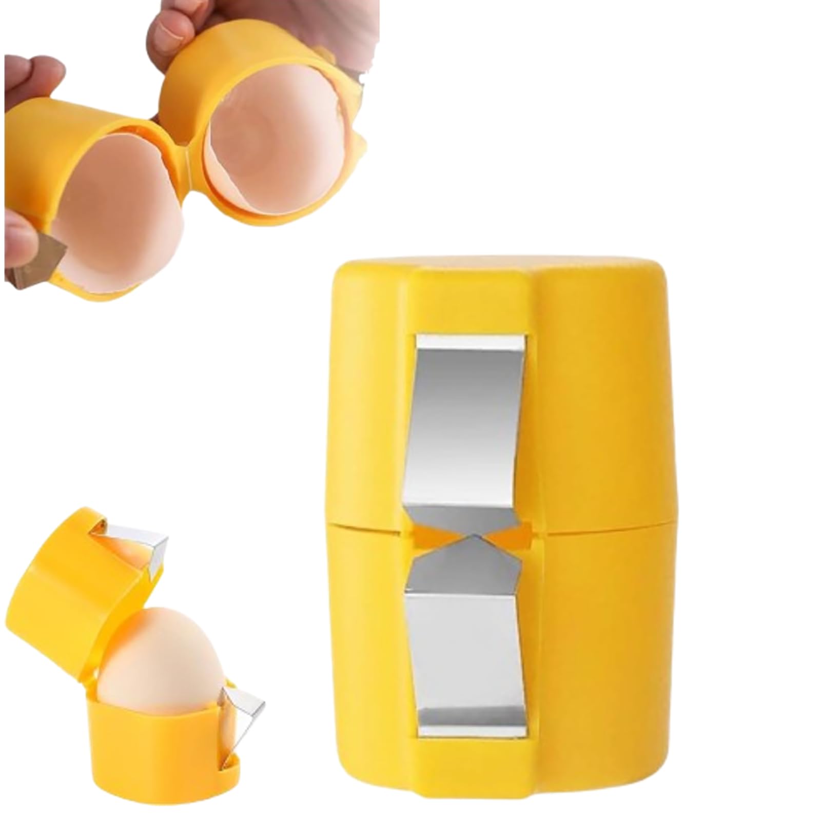 Egg Shell Opener, 2026 New Upgrade Multifunctional Handheld Egg Opener for Hard Boiled Eggs, Stainless Steel Eggshell Breaker Egg Shell Cutter Kitchen Gadgets (Yellow, 1pack)
