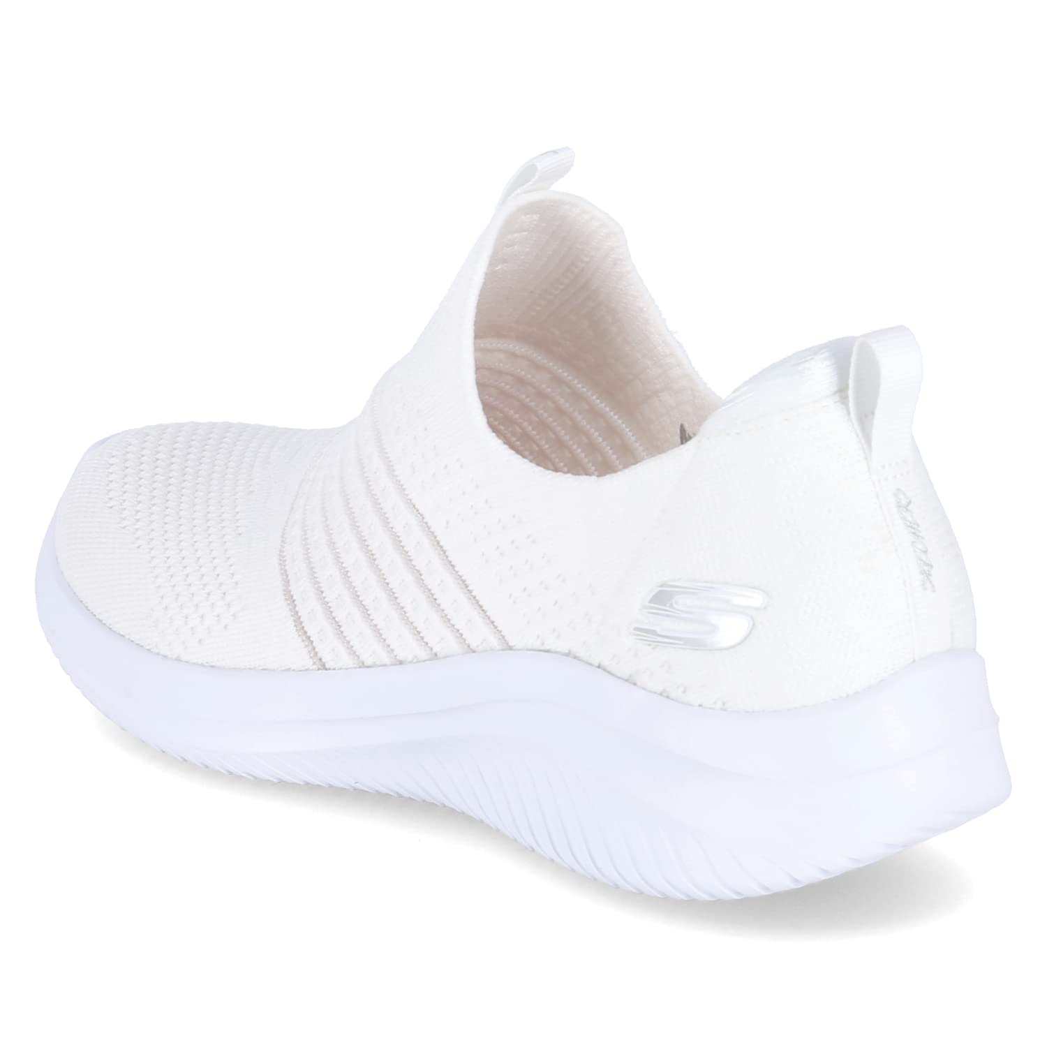 Skechers Damskie buty sportowe bez użycia rąk Ultra Flex 3.0 Brilliant Path, Białe dzianinowe wykończenie, 39.5 EU