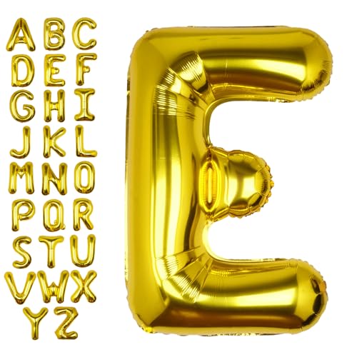 Image of 40 Inch Gold Letter E Balloon Big Foil Helium Letter Balloons A-Z | Giant Large Mylar Party Balloon for Birthday Party Decorations
