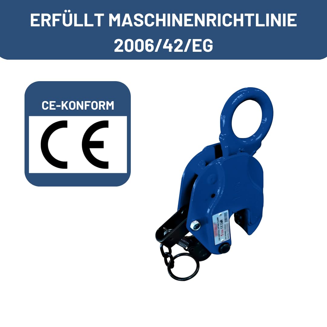 Pallit Hebeklemme 2 Tonnen Blechgreifer Vertikale Sicherheitsklemme für Stahlplatten 2000kg GRAB