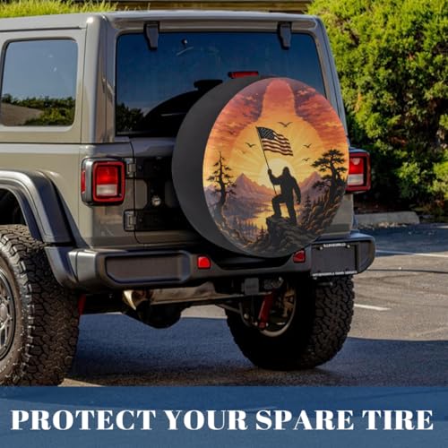 Image of Bigfoot American Flag Spare Tire Cover Wheel Covers Protectors Waterproof Dust-Proof Universal Fit Trailer, RV, SUV and Many Vehicle 17 Inch,C-01