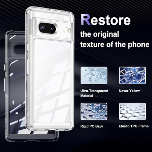 Image of Case for Google Pixel 7, Military Grade Drop Protection Phone Case, Yellowing Resistant, Anti-Scratch Hard PC Back, Shockproof Hard Ultra-Thin Protective Cover, Clear