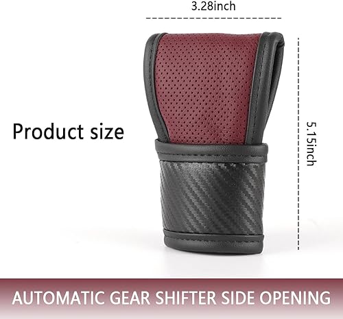 Miniatura 9 de Funda para perilla de palanca de cambios automática, funda de cuero de fibra de carbono para decoración y protección de automóvil, accesorios